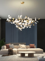 Elegant Handcrafted Ceramic Ginkgo Leaf Chandelier for Modern Luxury Living Rooms