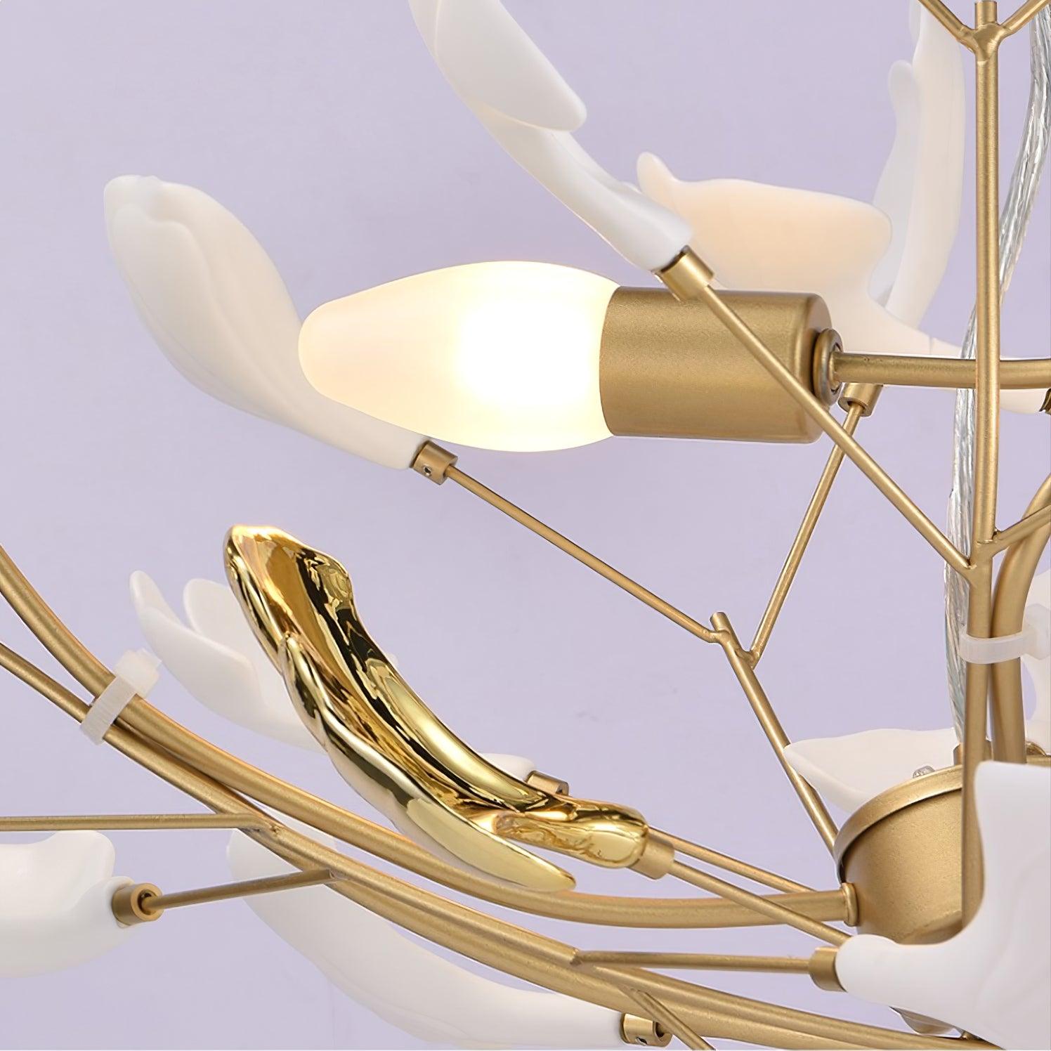 Elegant Handcrafted Ceramic Ginkgo Leaf Chandelier for Modern Luxury Living Rooms