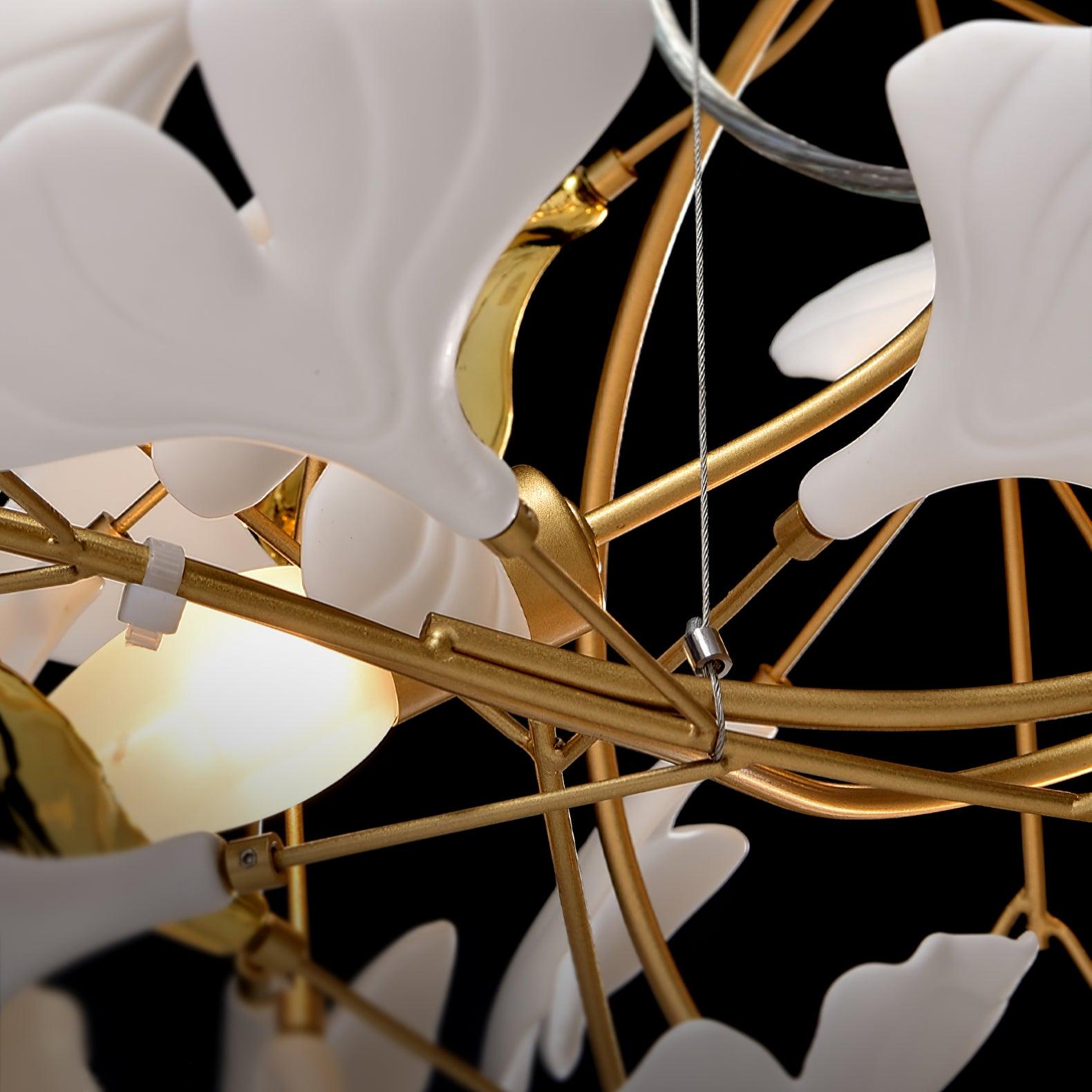 Elegant Handcrafted Ceramic Ginkgo Leaf Chandelier for Modern Luxury Living Rooms
