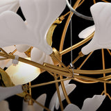 Elegant Handcrafted Ceramic Ginkgo Leaf Chandelier for Modern Luxury Living Rooms