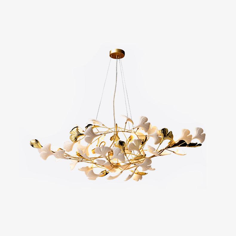 Elegant Handcrafted Ceramic Ginkgo Leaf Chandelier for Modern Luxury Living Rooms