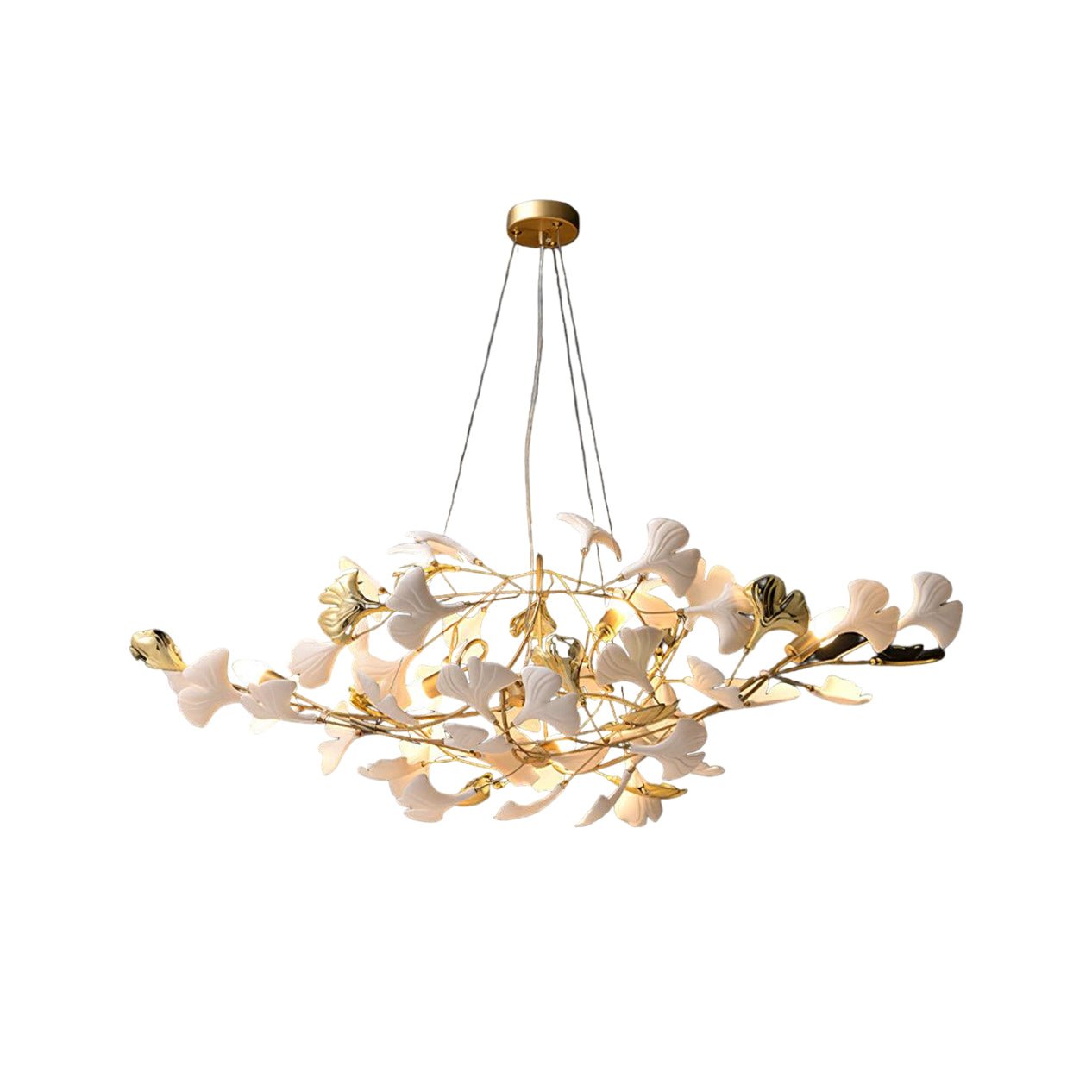 Elegant Handcrafted Ceramic Ginkgo Leaf Chandelier for Modern Luxury Living Rooms