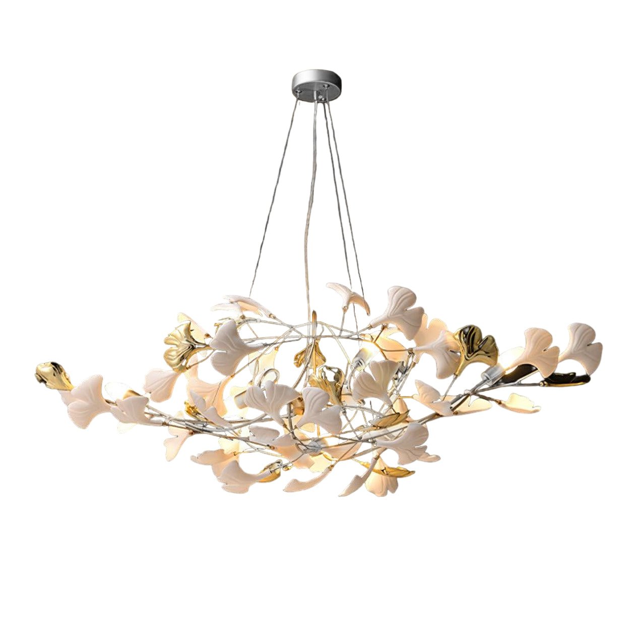Elegant Handcrafted Ceramic Ginkgo Leaf Chandelier for Modern Luxury Living Rooms