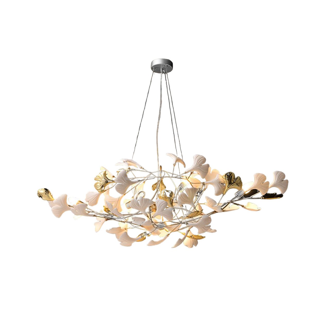Elegant Handcrafted Ceramic Ginkgo Leaf Chandelier for Modern Luxury Living Rooms
