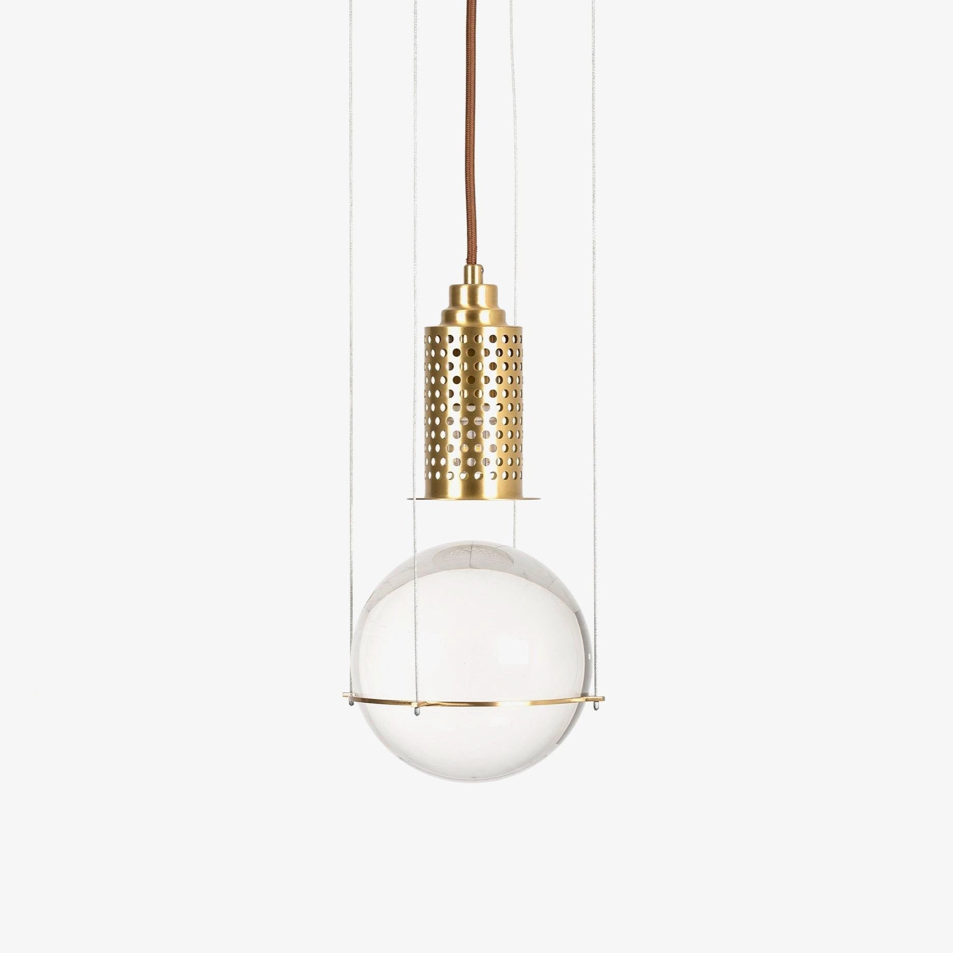 Elegant Handmade Crystal Glass Pendant Light Modern Floating Globe Hanging Lamp Gold