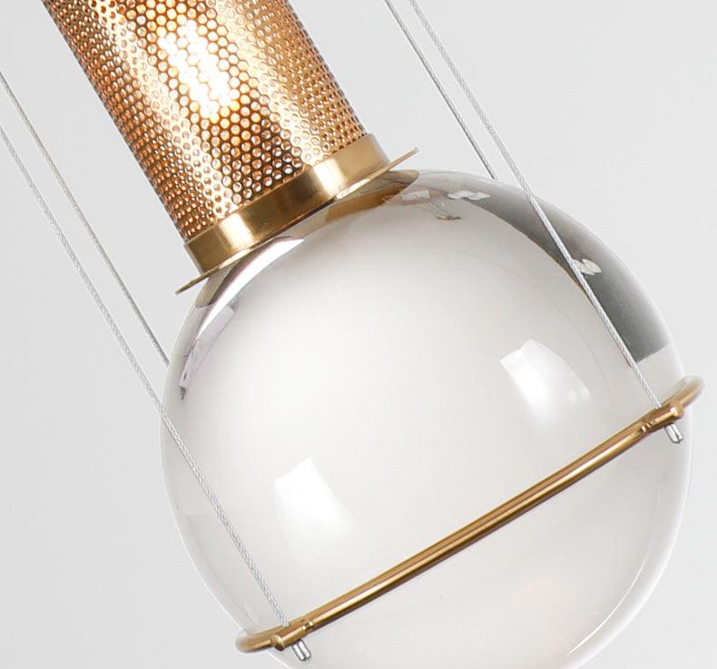 Elegant Handmade Crystal Glass Pendant Light Modern Floating Globe Hanging Lamp Gold