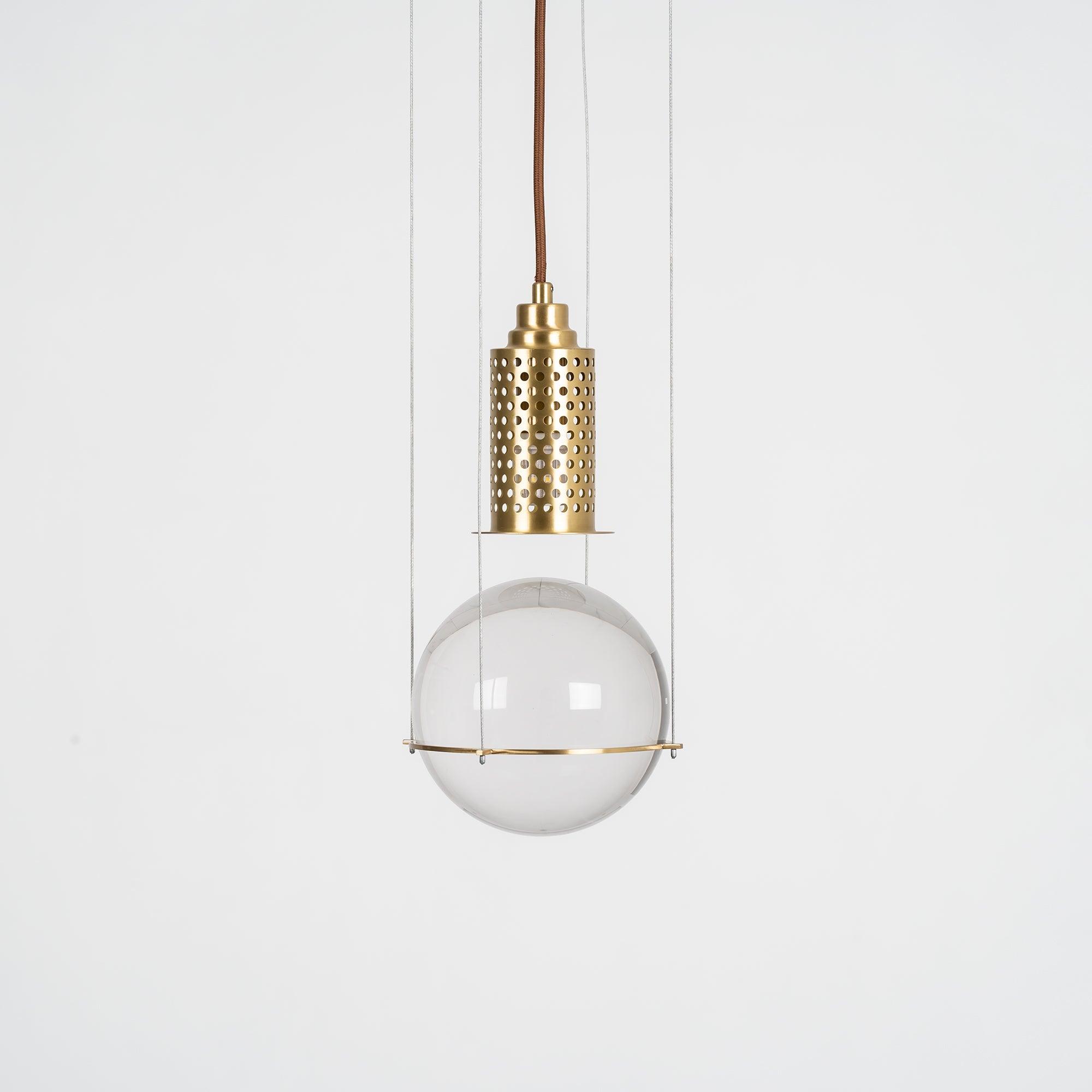 Elegant Handmade Crystal Glass Pendant Light Modern Floating Globe Hanging Lamp Gold