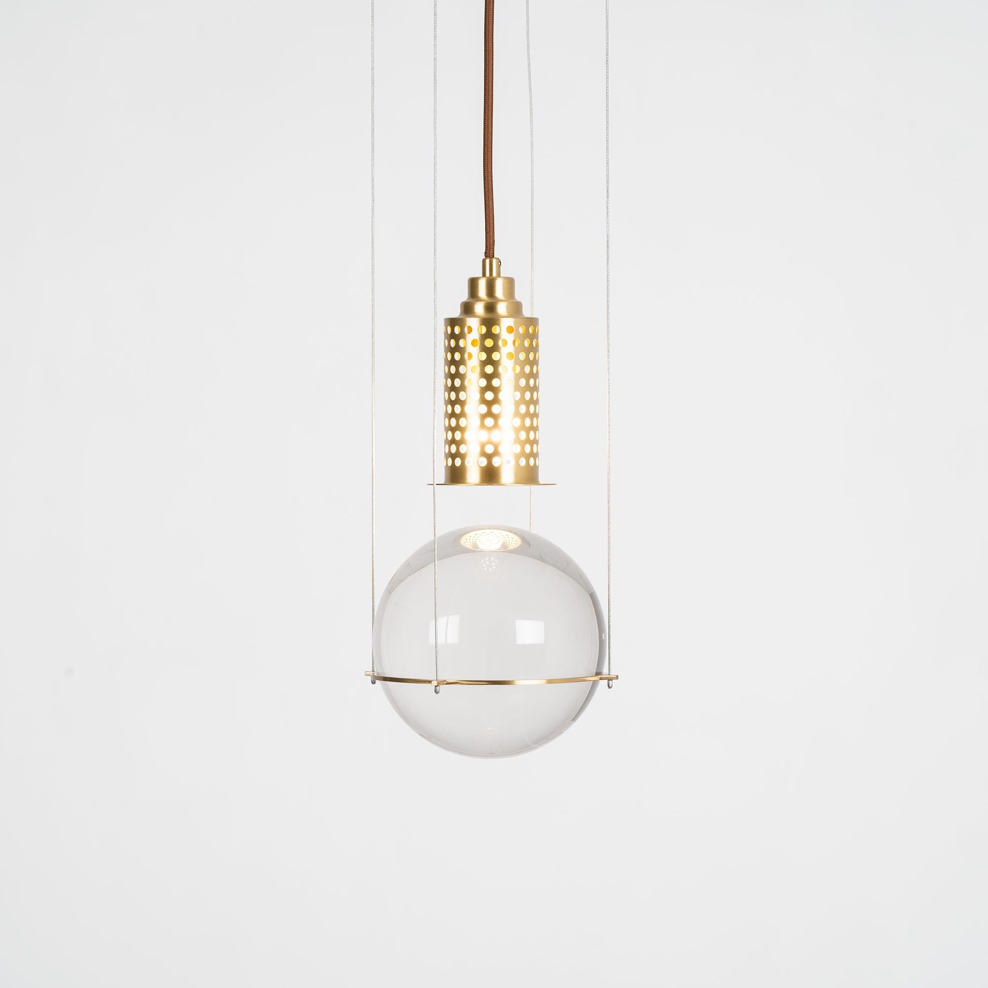 Elegant Handmade Crystal Glass Pendant Light Modern Floating Globe Hanging Lamp Gold
