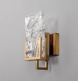 Elegant Ice Crystal Glass Wall Sconce Brass Finish Modern Indoor Light Fixture
