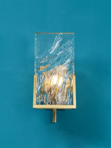 Elegant Ice Crystal Glass Wall Sconce Brass Finish Modern Indoor Light Fixture
