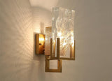 Elegant Ice Crystal Glass Wall Sconce Brass Finish Modern Indoor Light Fixture