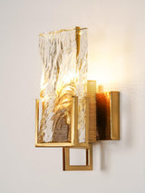 Elegant Ice Crystal Glass Wall Sconce Brass Finish Modern Indoor Light Fixture