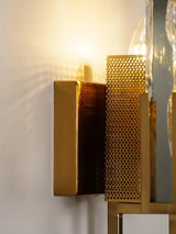 Elegant Ice Crystal Glass Wall Sconce Brass Finish Modern Indoor Light Fixture