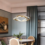 Elegant Interwoven Wave Design LED Gold Pendant Light Modern Metal Chandelier Ceiling Fixture