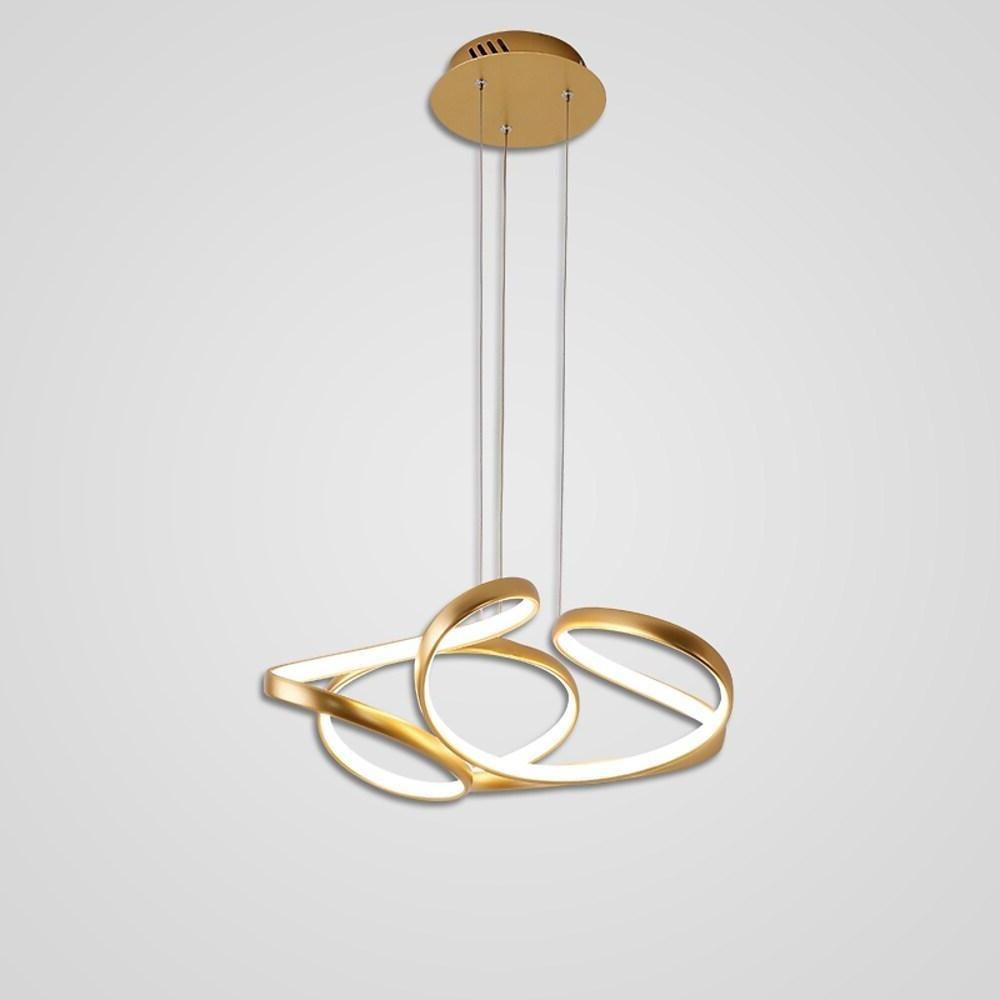 Elegant Interwoven Wave Design LED Gold Pendant Light Modern Metal Chandelier Ceiling Fixture