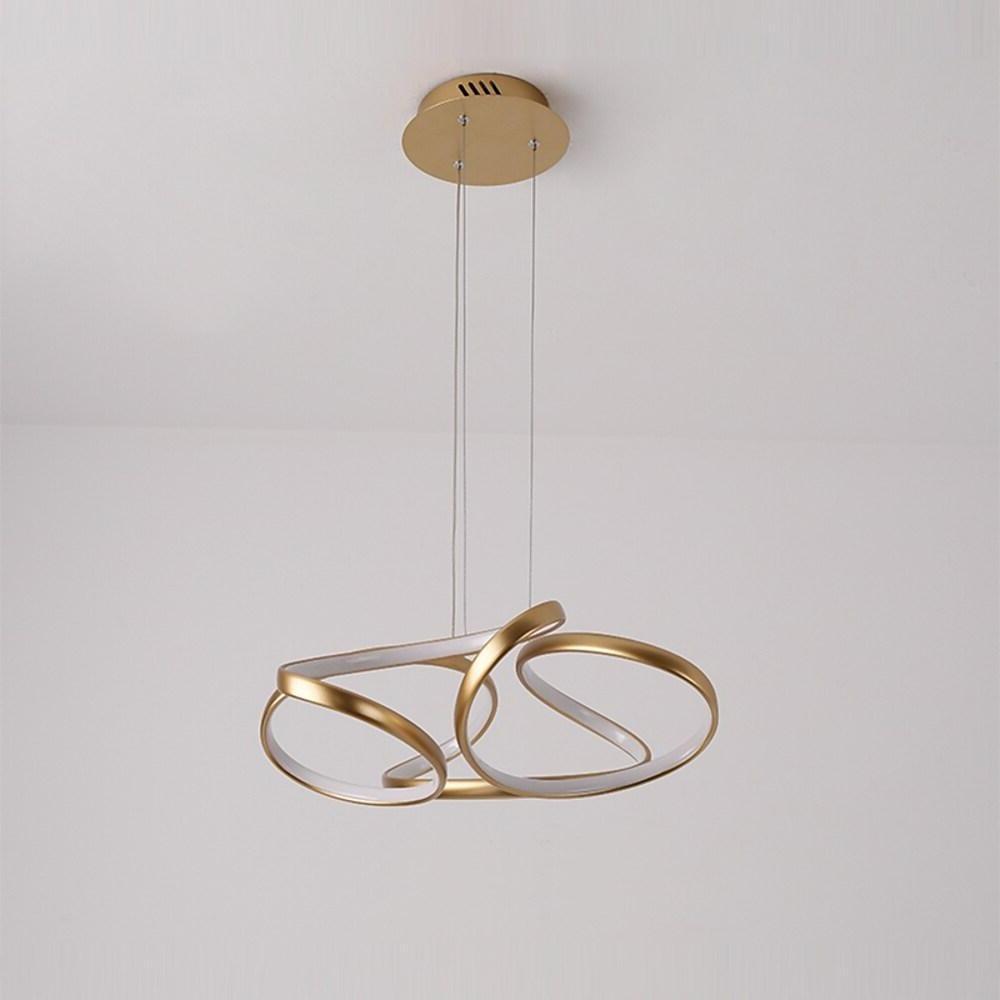Elegant Interwoven Wave Design LED Gold Pendant Light Modern Metal Chandelier Ceiling Fixture