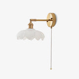 Elegant Lotus Shaped Rotatable Wall Sconce with White Glass Shade and Gold Metal Finish