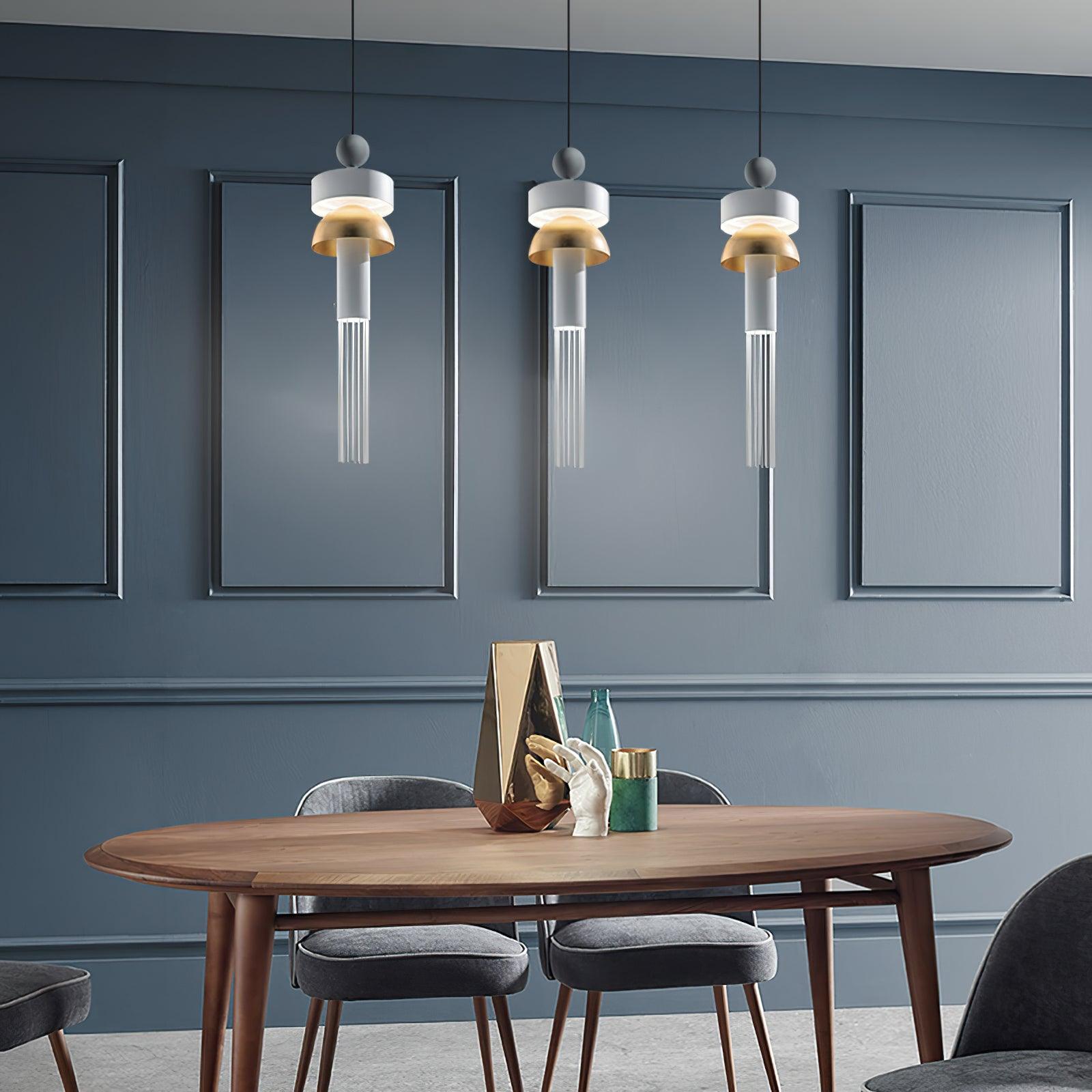 Elegant Metal Tassel Pendant Light with Integrated LED and Clear Glass Shade for Modern Interiors