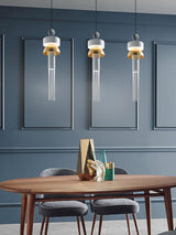 Elegant Metal Tassel Pendant Light with Integrated LED and Clear Glass Shade for Modern Interiors