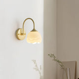 Elegant Milk White Blossom Floral Wall Sconce Indoor Glass Flower Shade Wall Light