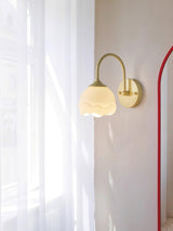 Elegant Milk White Blossom Floral Wall Sconce Indoor Glass Flower Shade Wall Light