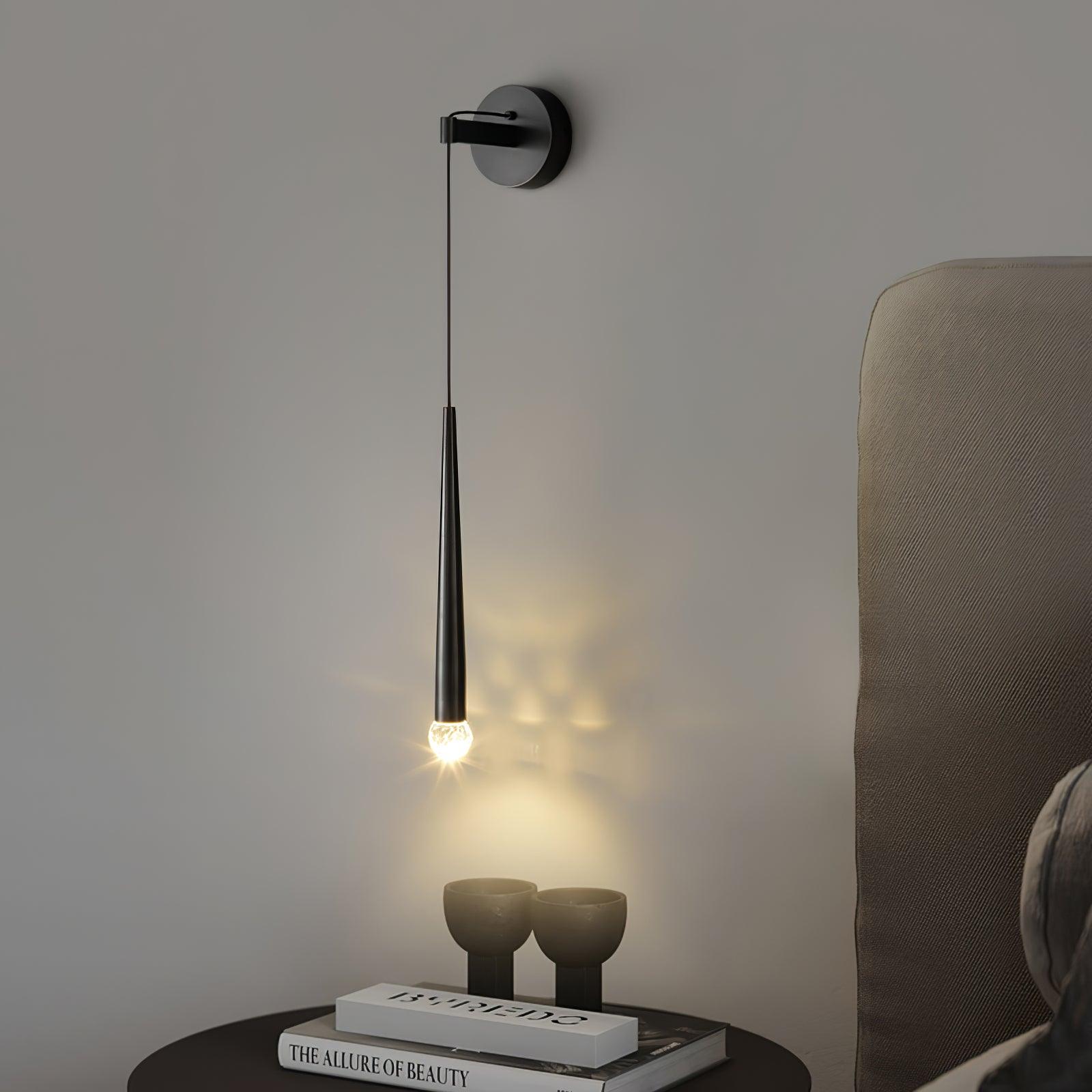 Elegant Modern Brass and Crystal Conical LED Wall Sconce for Indoor Spaces