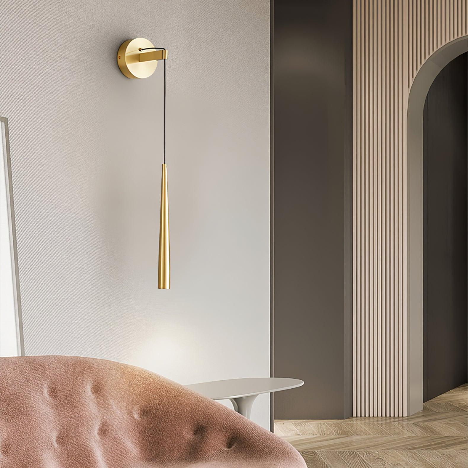 Elegant Modern Brass and Crystal Conical LED Wall Sconce for Indoor Spaces
