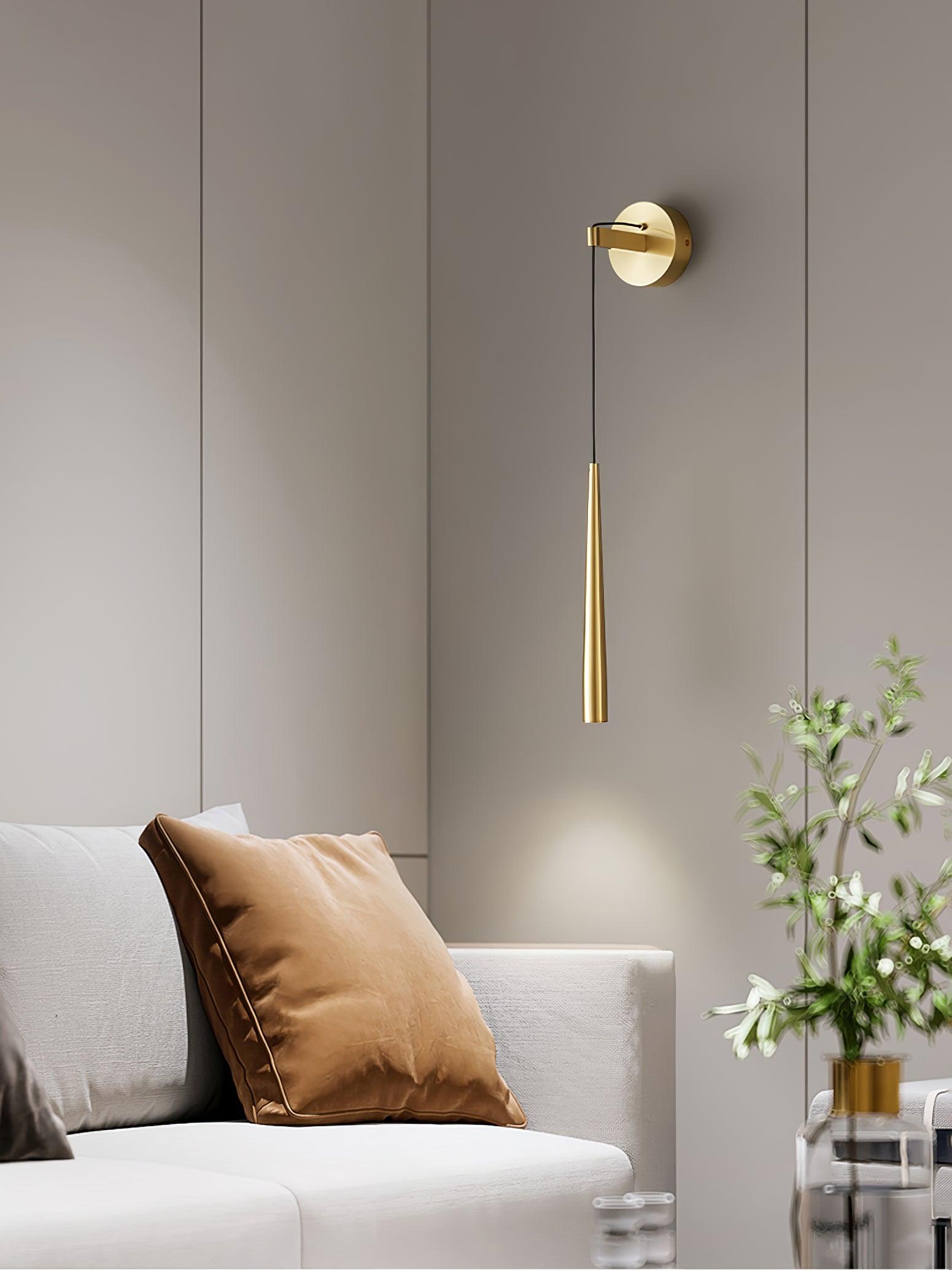 Elegant Modern Brass and Crystal Conical LED Wall Sconce for Indoor Spaces