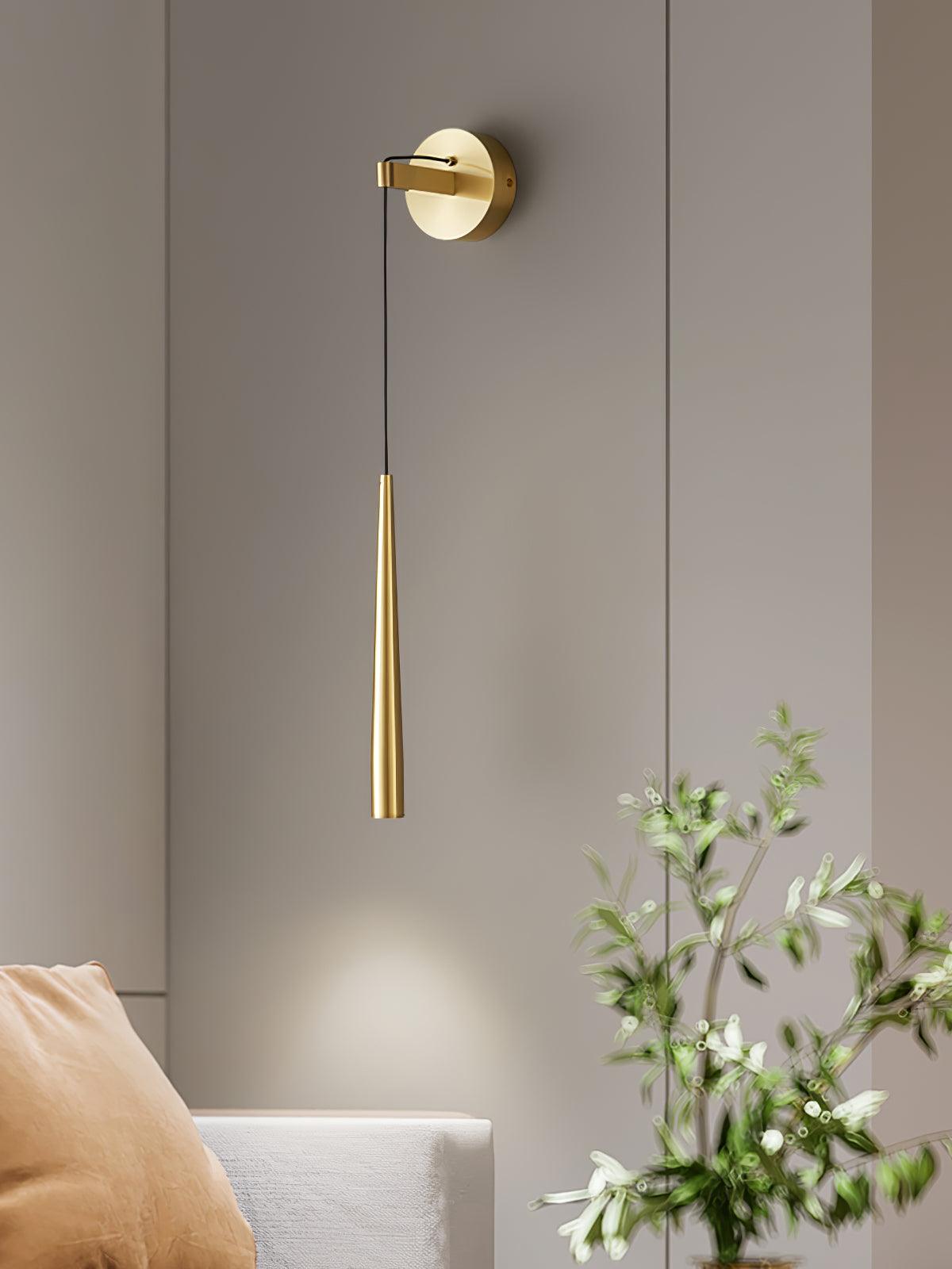 Elegant Modern Brass and Crystal Conical LED Wall Sconce for Indoor Spaces
