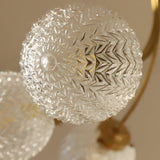 Elegant Modern Brass Semi Flush Mount Ceiling Light with Carved Glass Shades 6 and 8 Light Options