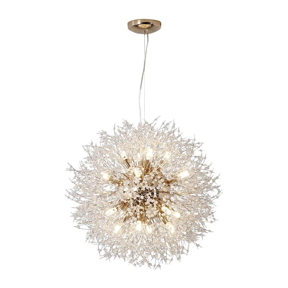 Elegant Modern Crystal Globe Chandelier Metal Firework Ceiling Light for Kitchen and Dining Room