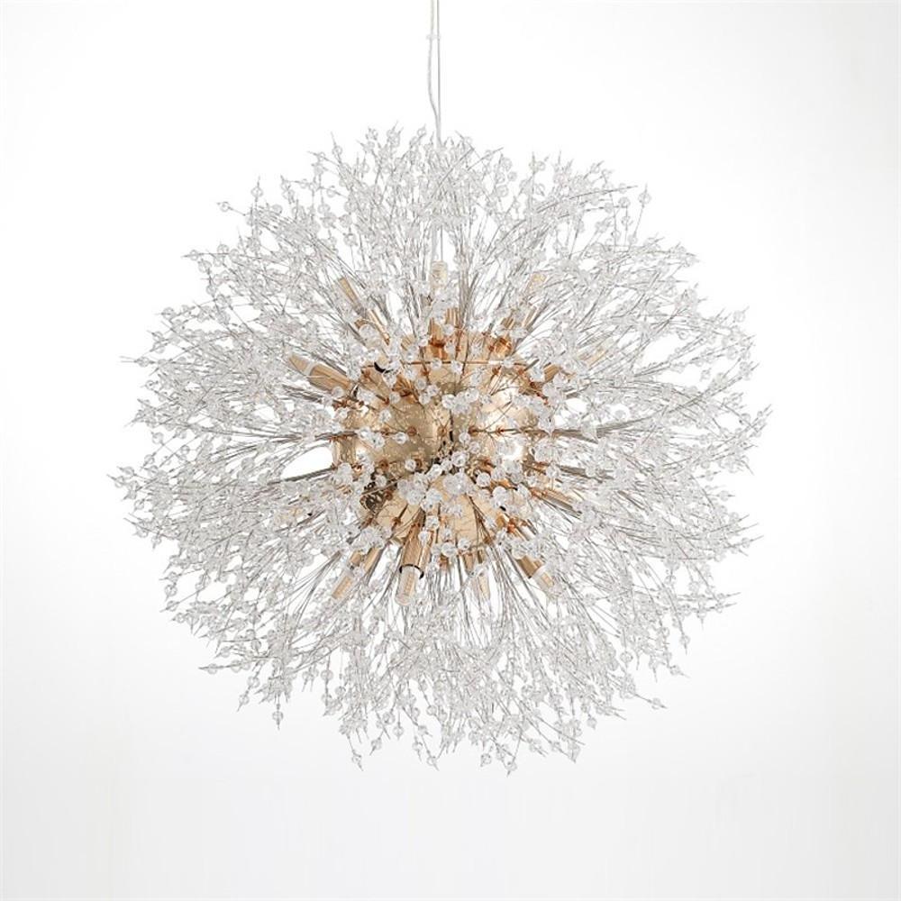 Elegant Modern Crystal Globe Chandelier Metal Firework Ceiling Light for Kitchen and Dining Room