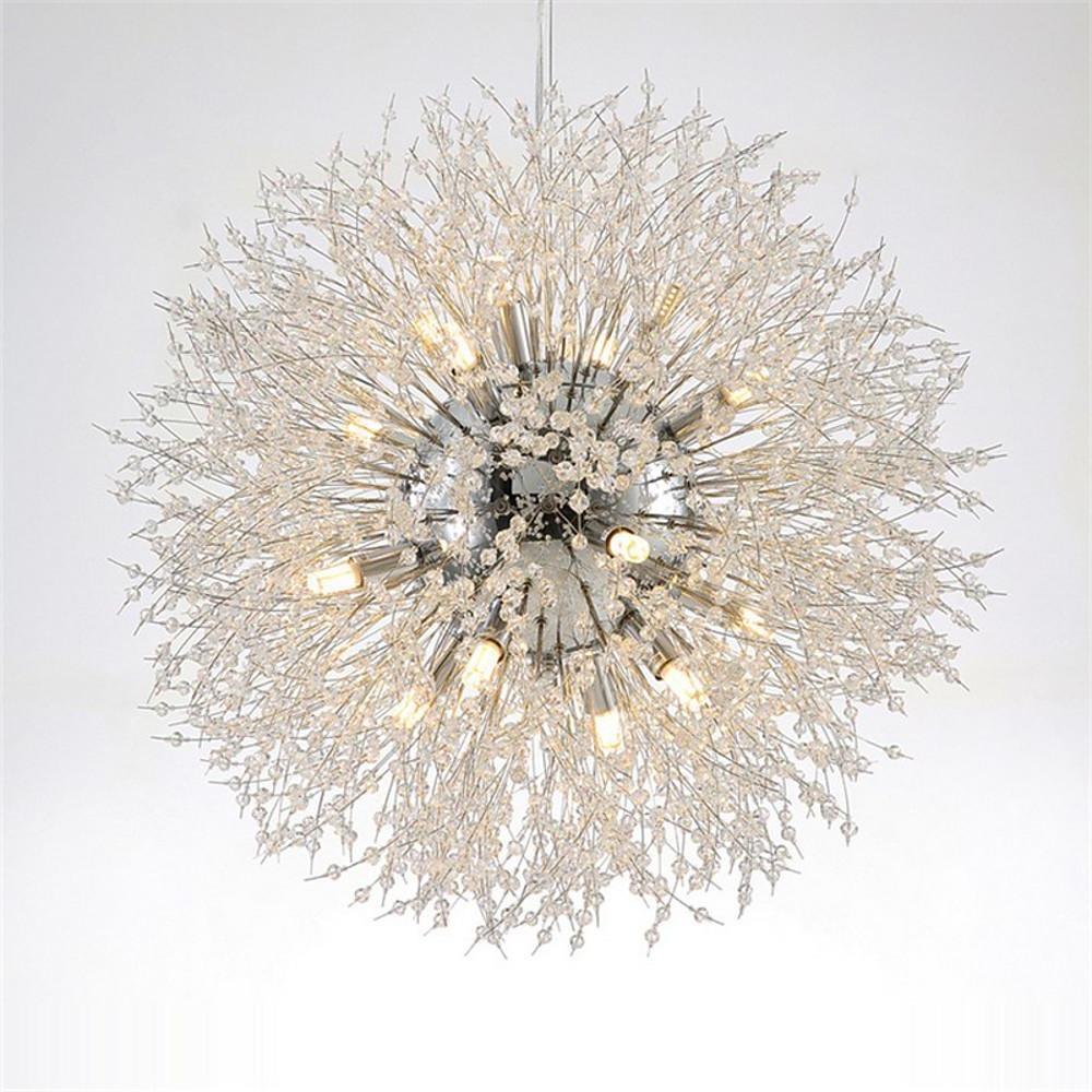 Elegant Modern Crystal Globe Chandelier Metal Firework Ceiling Light for Kitchen and Dining Room