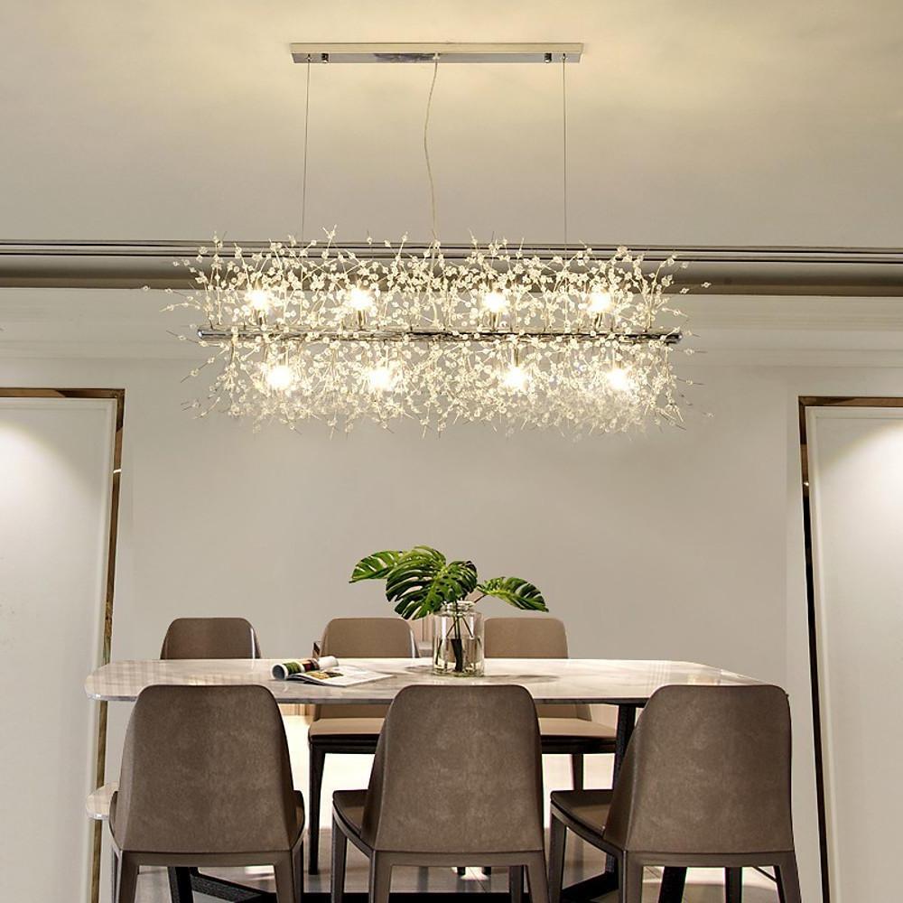 Elegant Modern Crystal LED Chandelier Chrome Finish 12 Light Luxury Pendant Ceiling Lamp