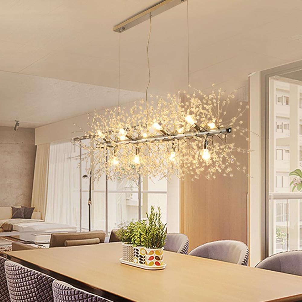Elegant Modern Crystal LED Chandelier Chrome Finish 12 Light Luxury Pendant Ceiling Lamp