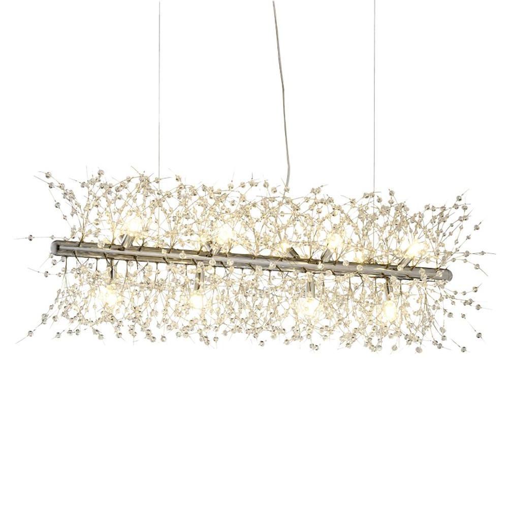 Elegant Modern Crystal LED Chandelier Chrome Finish 12 Light Luxury Pendant Ceiling Lamp