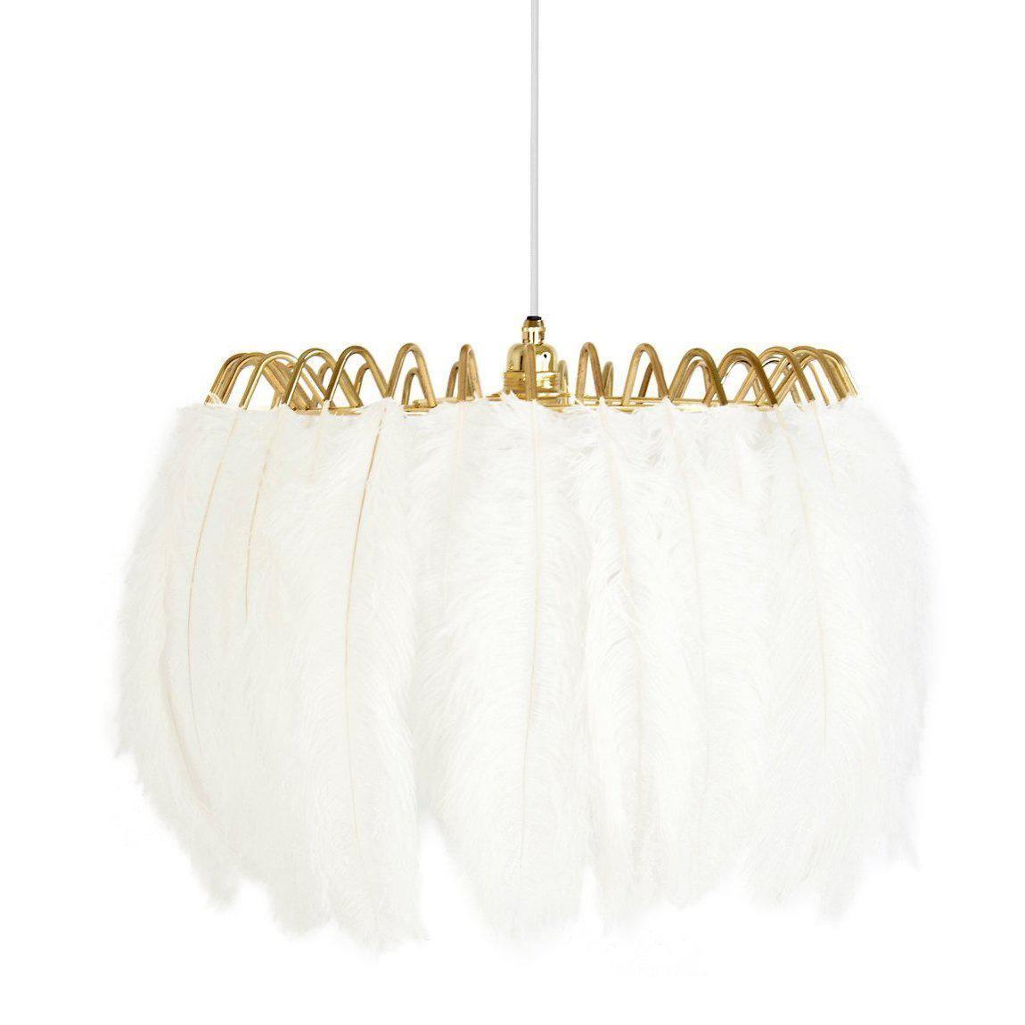 Elegant Modern Feather Pendant Light with Gold Metal Frame for Bedroom and Living Room