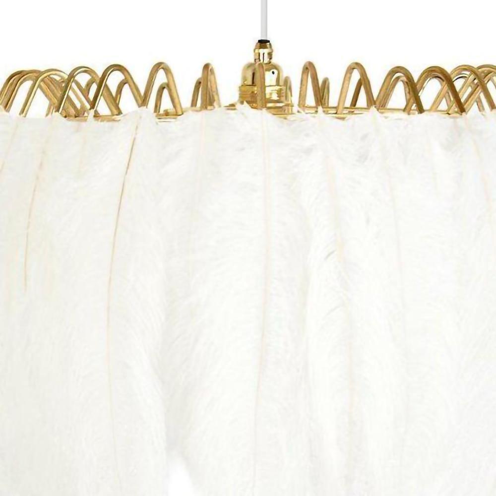Elegant Modern Feather Pendant Light with Gold Metal Frame for Bedroom and Living Room