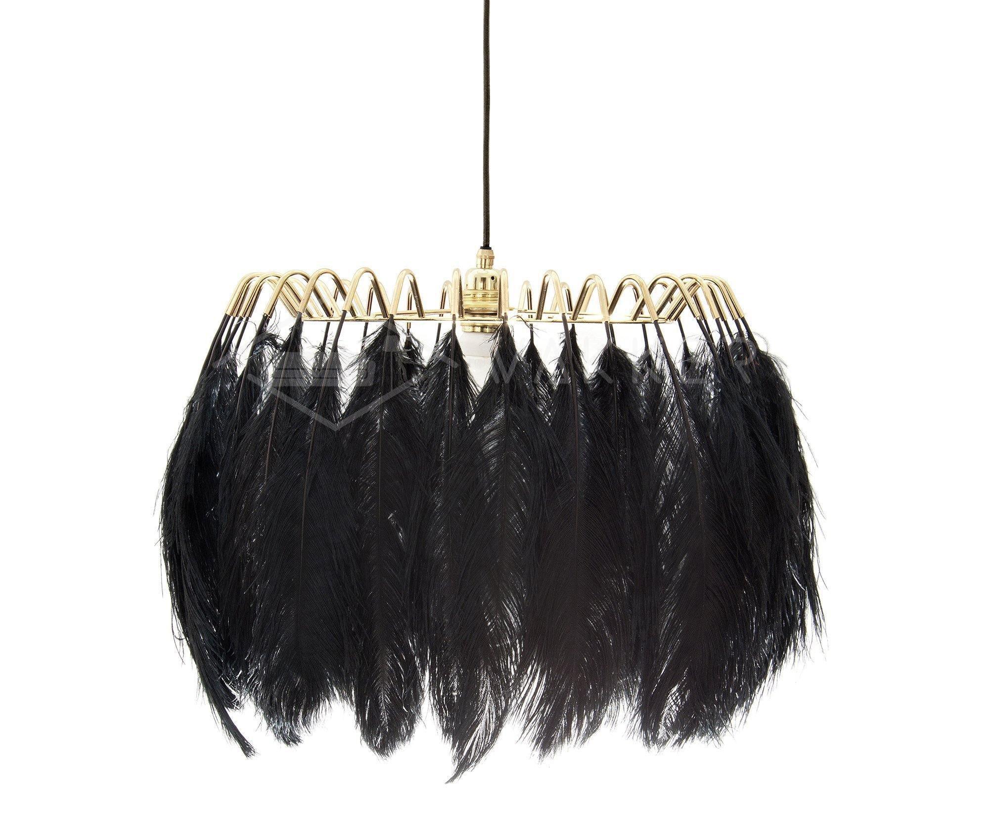 Elegant Modern Feather Pendant Light with Gold Metal Frame for Bedroom and Living Room