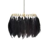 Elegant Modern Feather Pendant Light with Gold Metal Frame for Bedroom and Living Room