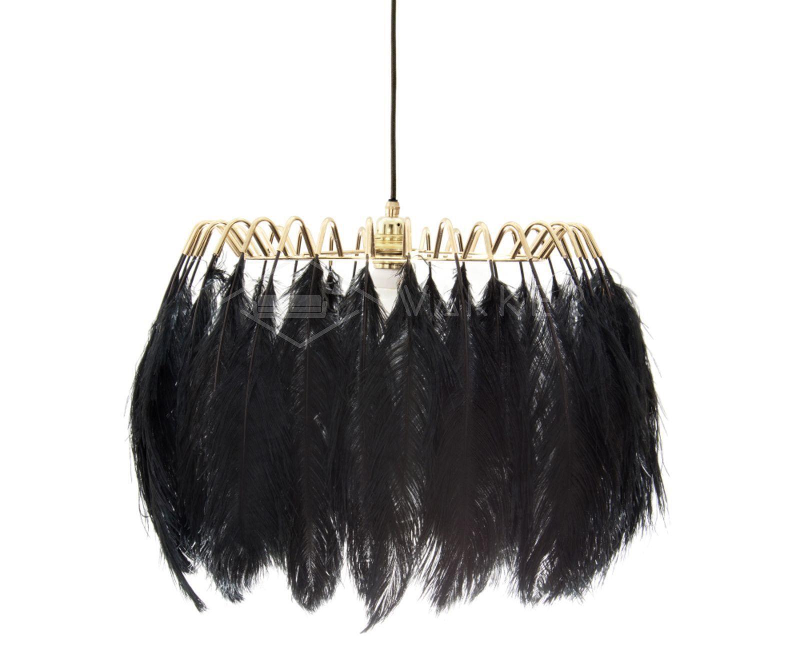 Elegant Modern Feather Pendant Light with Gold Metal Frame for Bedroom and Living Room