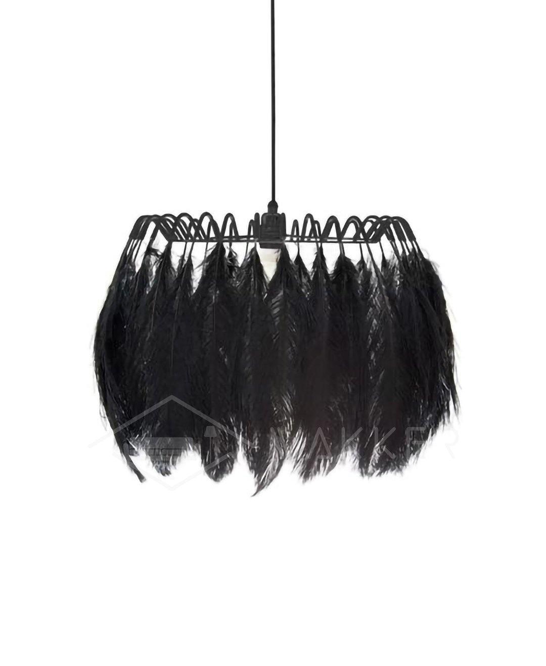 Elegant Modern Feather Pendant Light with Gold Metal Frame for Bedroom and Living Room
