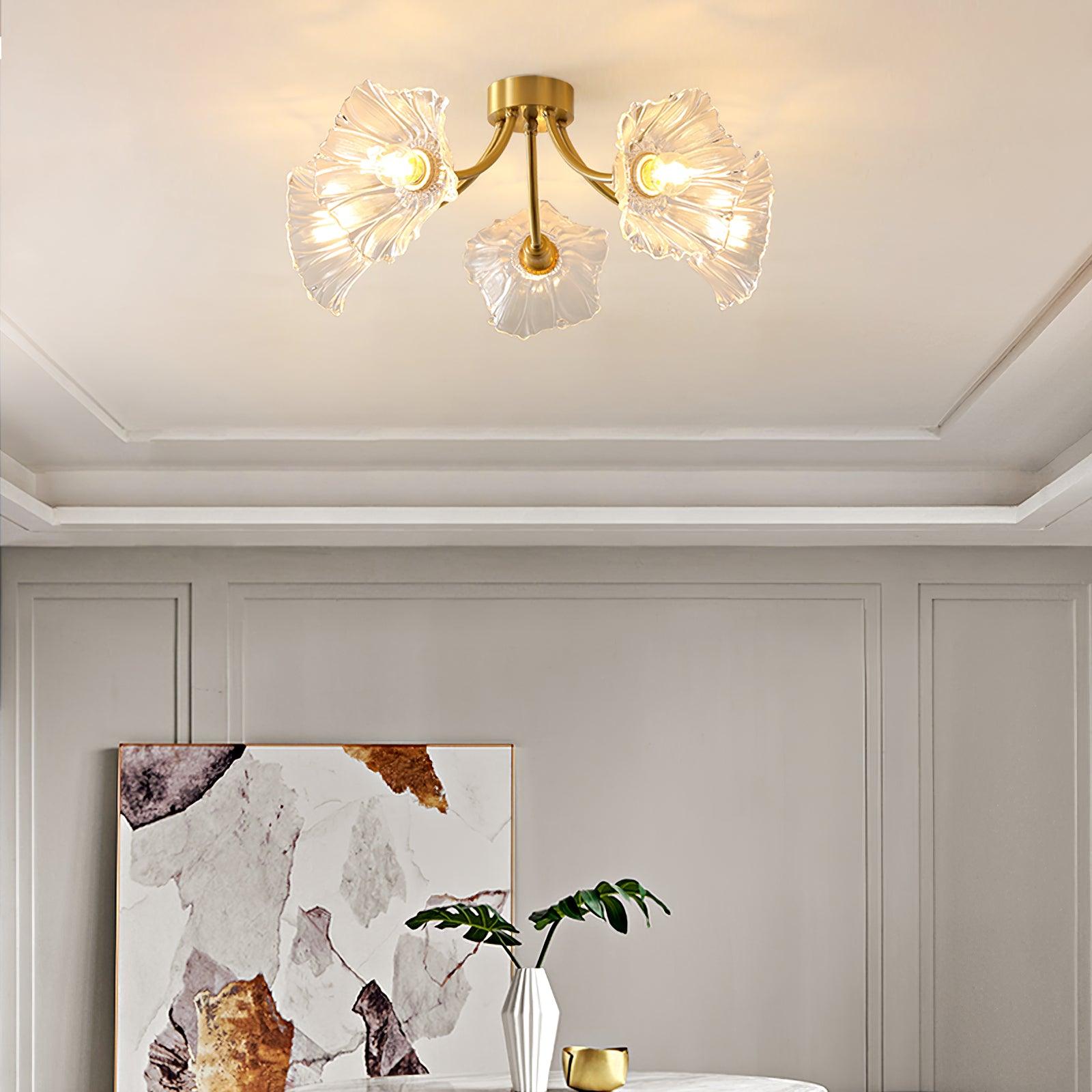 elegant-modern-flower-glass-petal-flush-mount-ceiling-light-in-polished-brass