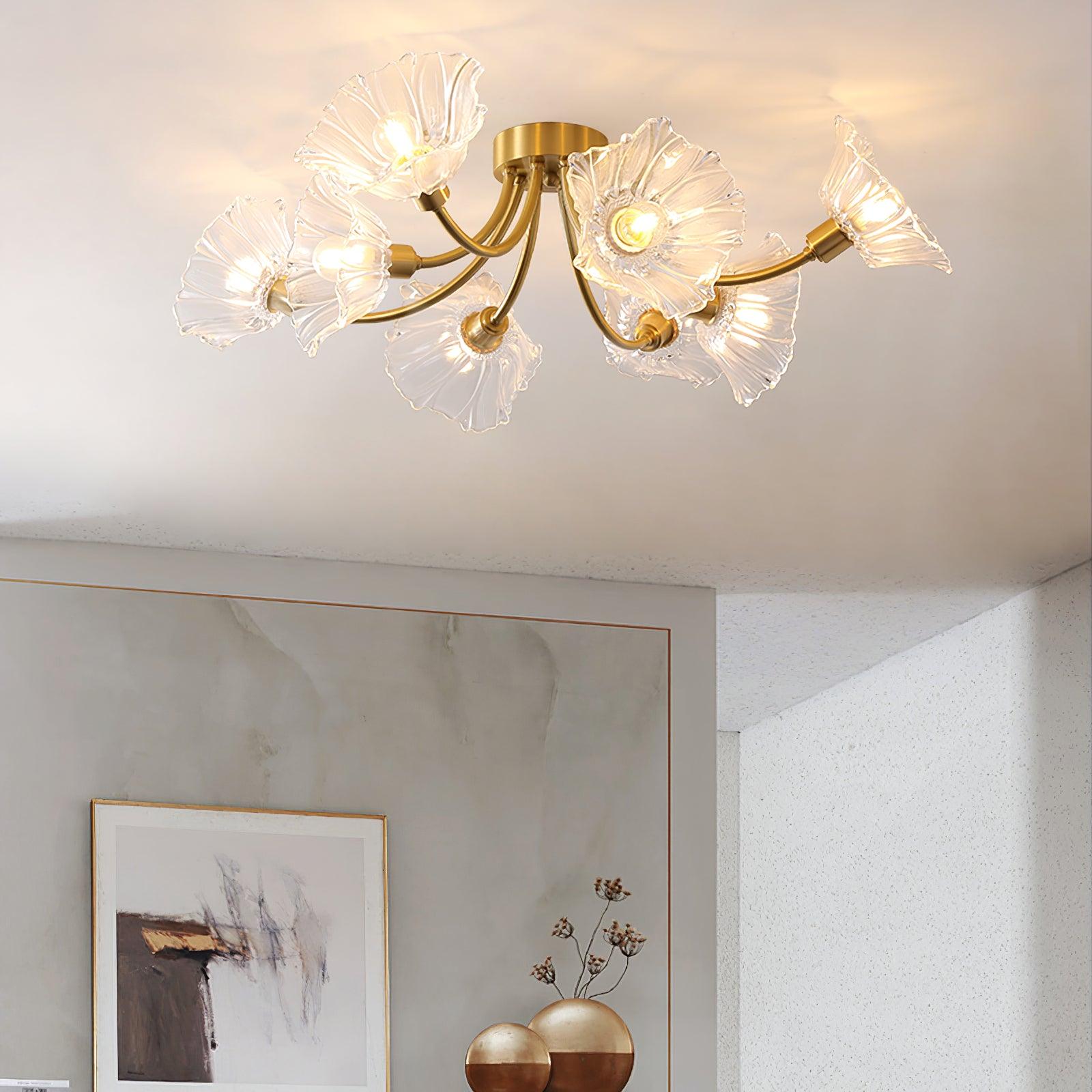 elegant-modern-flower-glass-petal-flush-mount-ceiling-light-in-polished-brass
