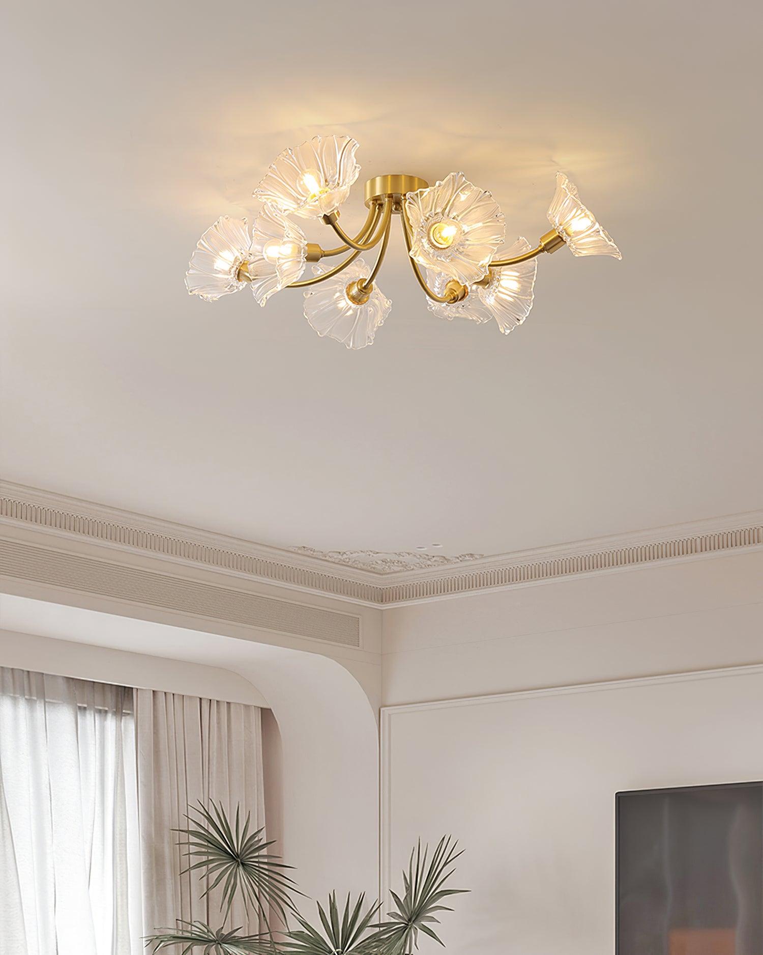 elegant-modern-flower-glass-petal-flush-mount-ceiling-light-in-polished-brass