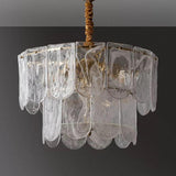 Elegant Modern Glass Lantern Chandelier Metal Ceiling Light for Living Room and Dining Room