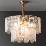 Elegant Modern Glass Lantern Chandelier Metal Ceiling Light for Living Room and Dining Room
