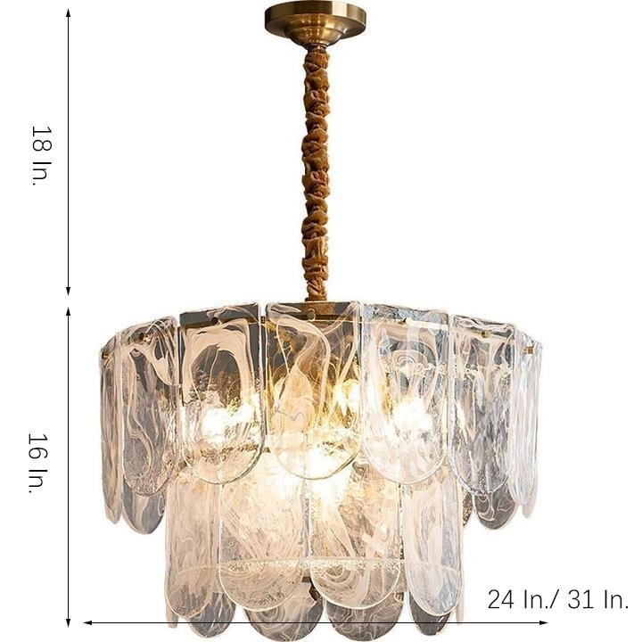 Elegant Modern Glass Lantern Chandelier Metal Ceiling Light for Living Room and Dining Room