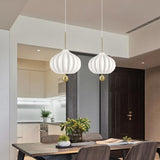 Elegant Mouth Blown Opal Glass Suspension Lamp with Satin Brass Accents