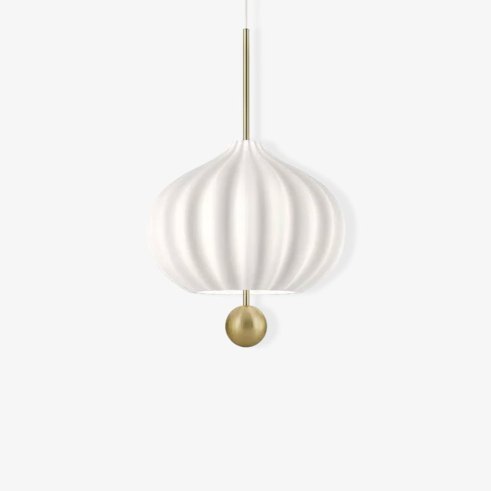 Elegant Mouth Blown Opal Glass Suspension Lamp with Satin Brass Accents